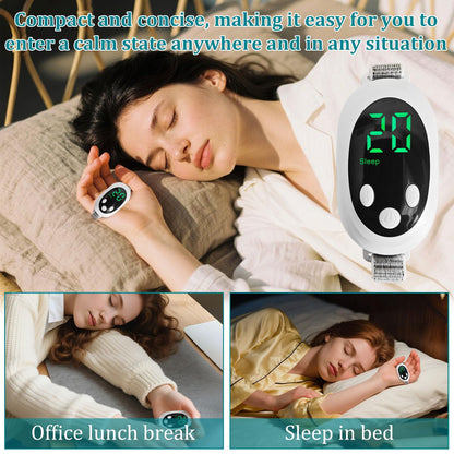 YAMEOME sleep aid device package contents including the charging cable and breathable wrist strap