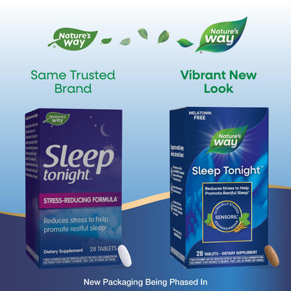 Nature's Way Sleep Tonight melatonin free sleep support supplement label details and benefits