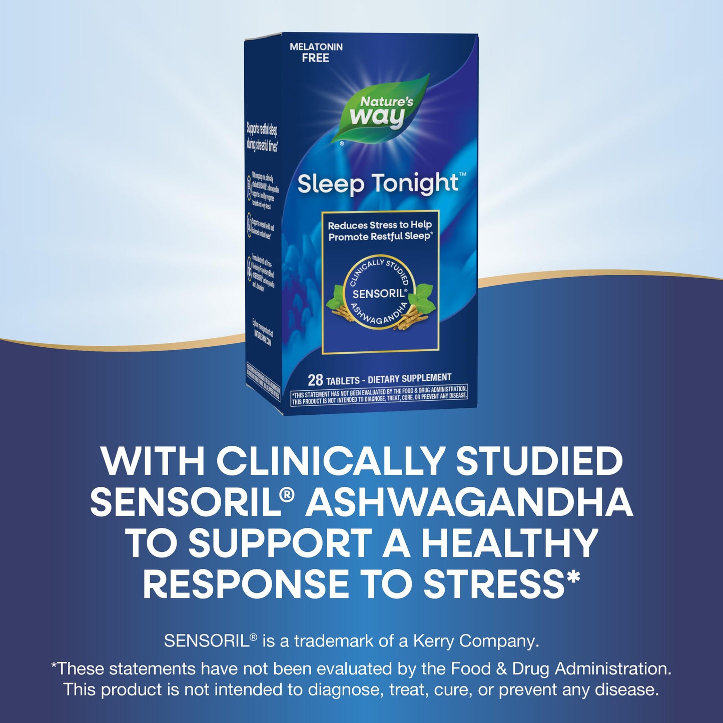 Nature's Way Sleep Tonight vegan tablets side view with supplement facts and ingredient list