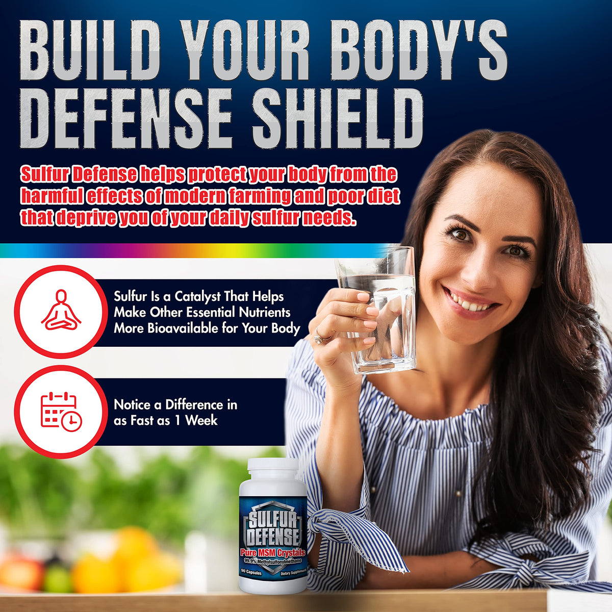 7 Lights Sulfur Defense wellness supplement packaging angle view