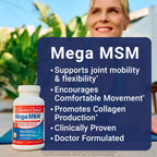 U.S. Doctors' Clinical Mega MSM supplement facts and ingredient label