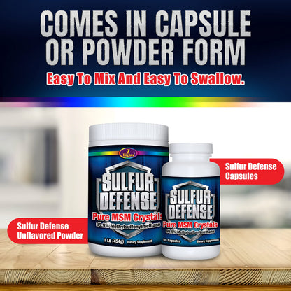 Authentic 7 Lights Sulfur Defense supplement bottle on clean display background