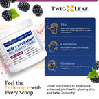 Twig & Leaf MSM supplement net weight and dimensions display