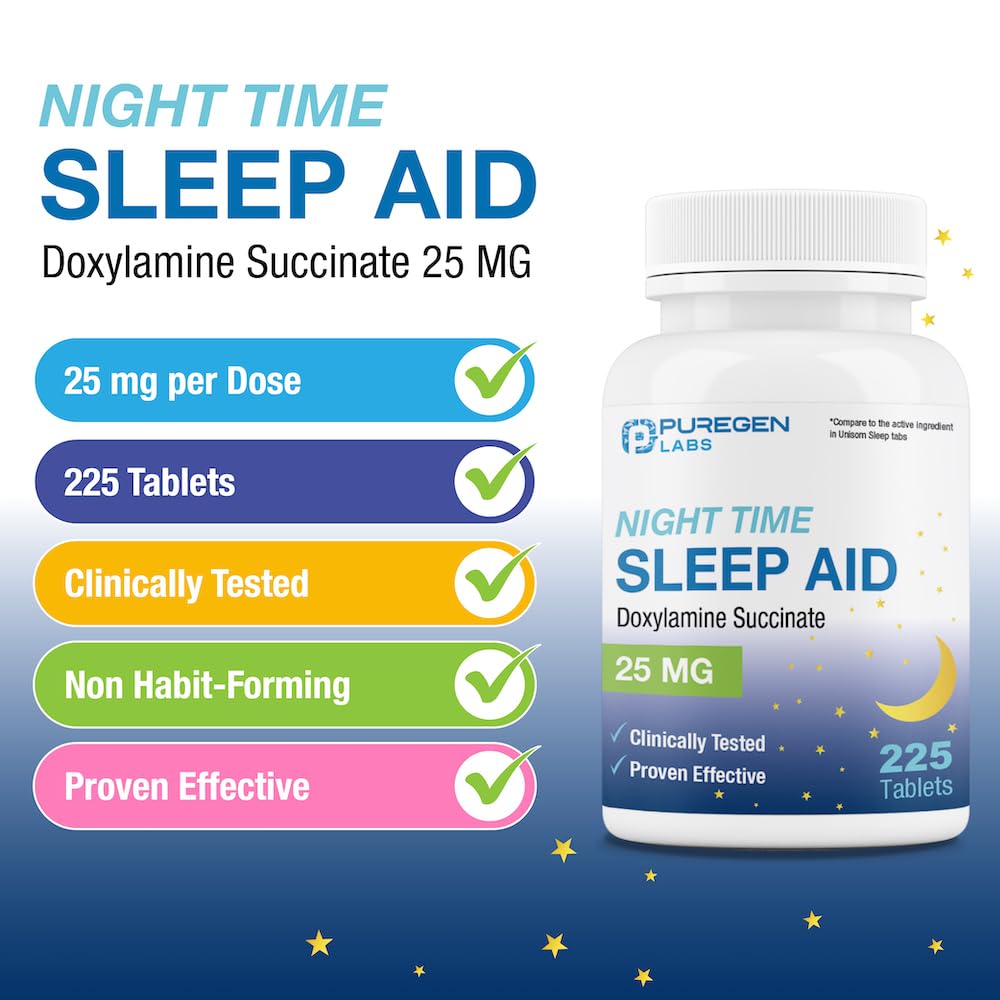 Close up view of the authentic non habit forming sleep aid tablets showing the easy to swallow blue pill design.