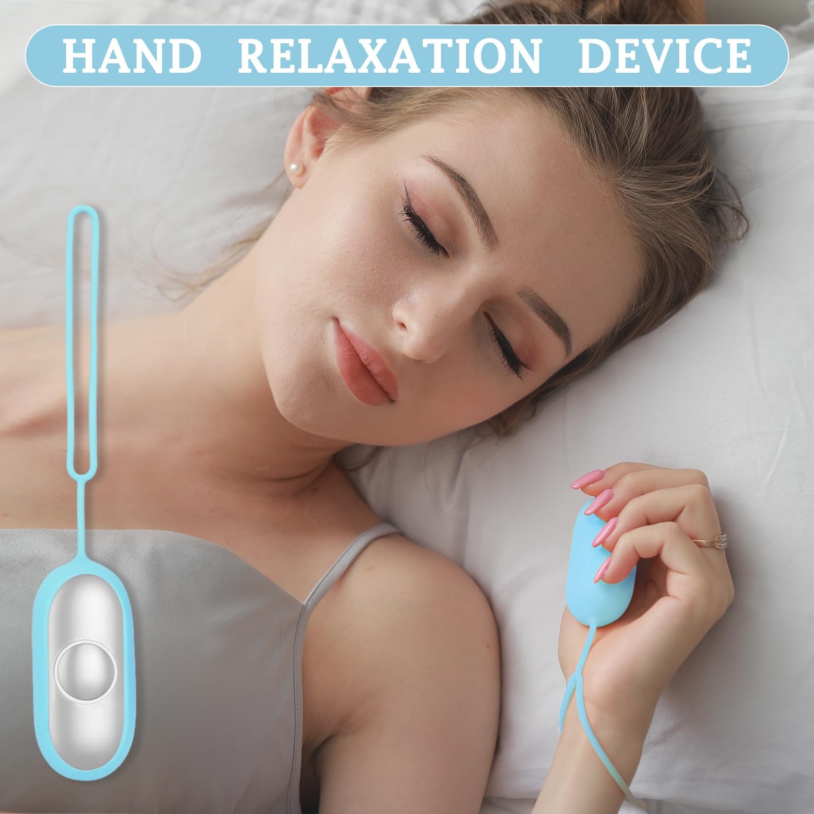 GOQELK microcurrent relaxation tool held in left palm showing metal contacts