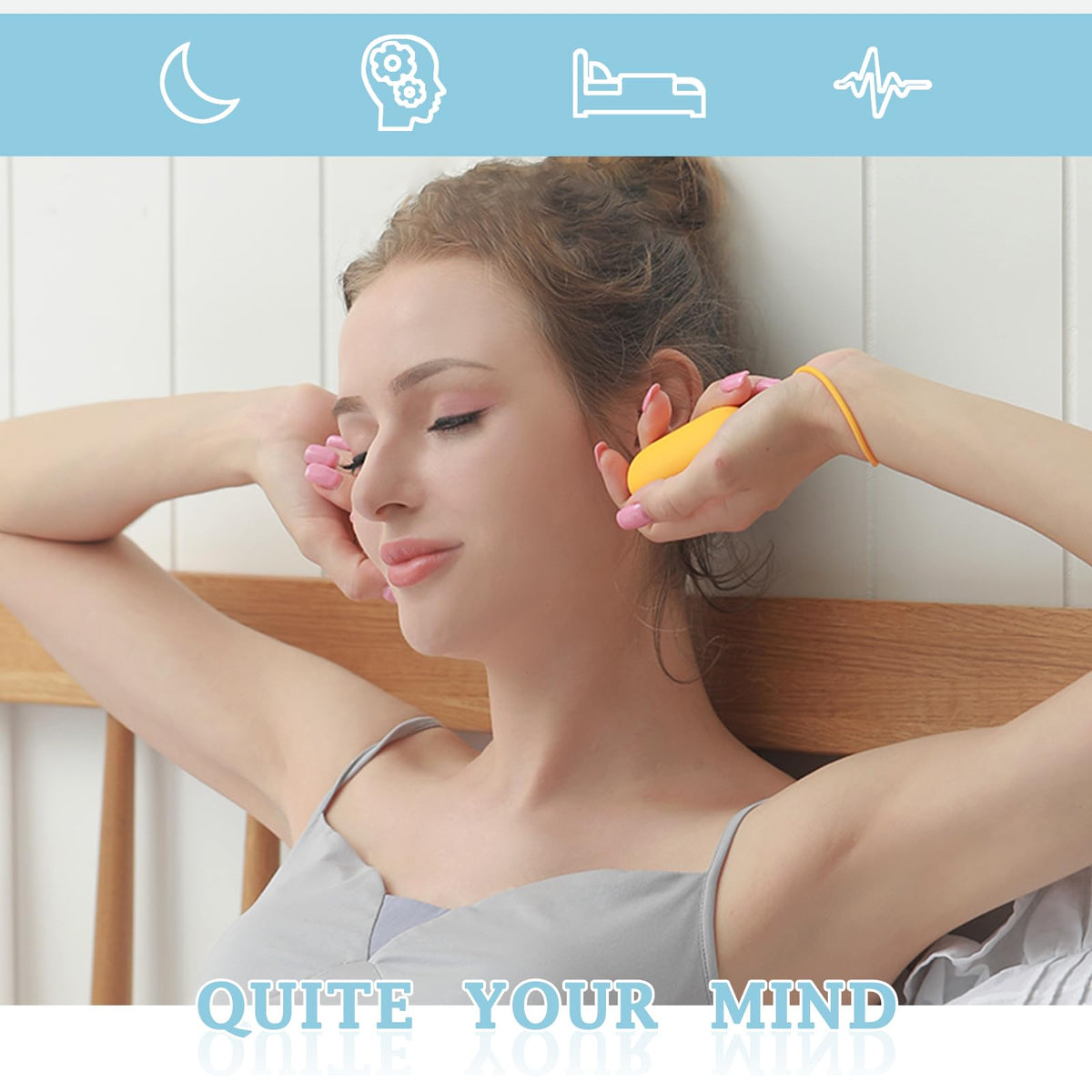 GOQELK sleep aid device with attached blue silicone lanyard and round power button