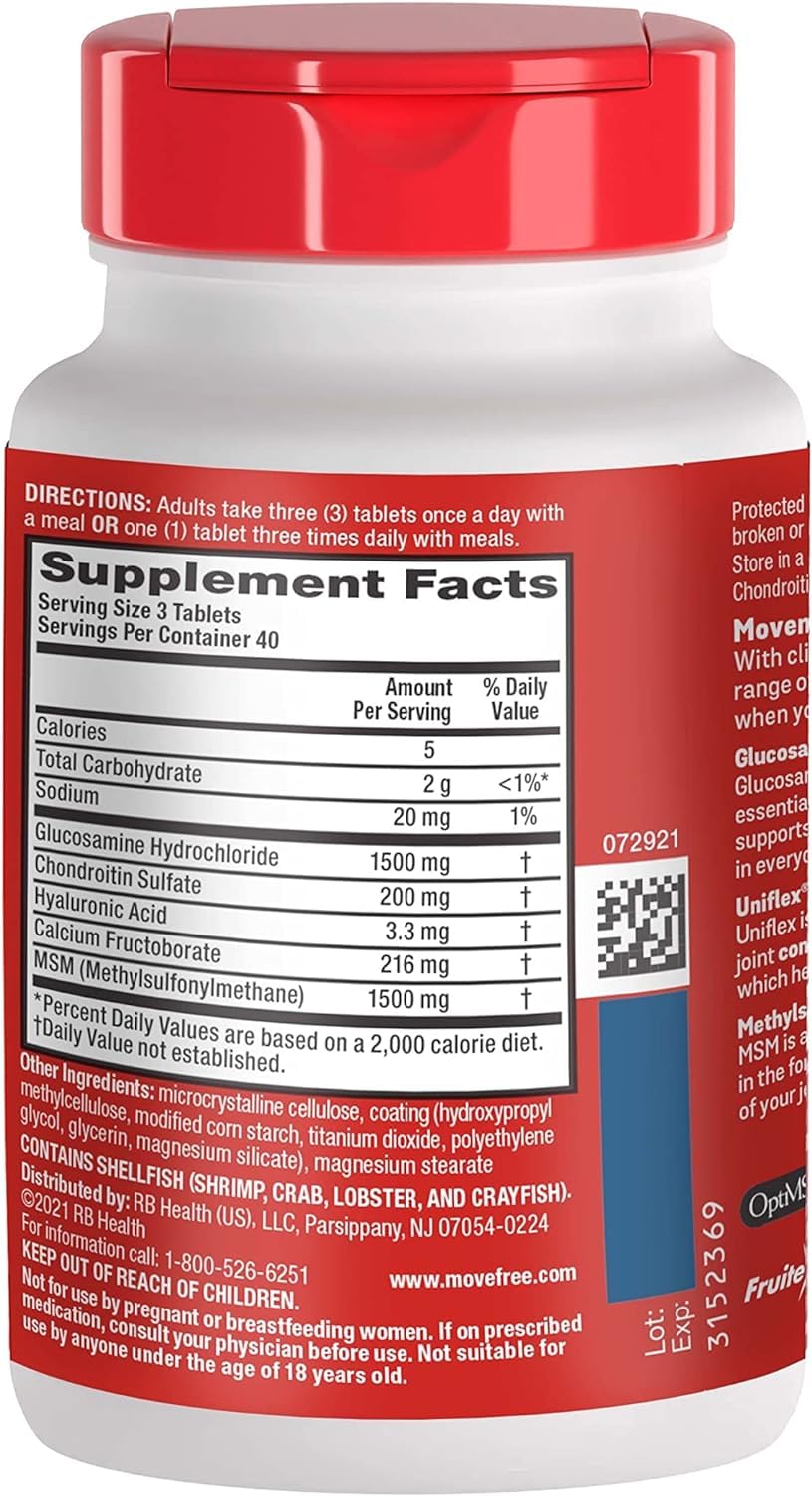 Move Free 120 coated tablets joint health mobility supplement close up