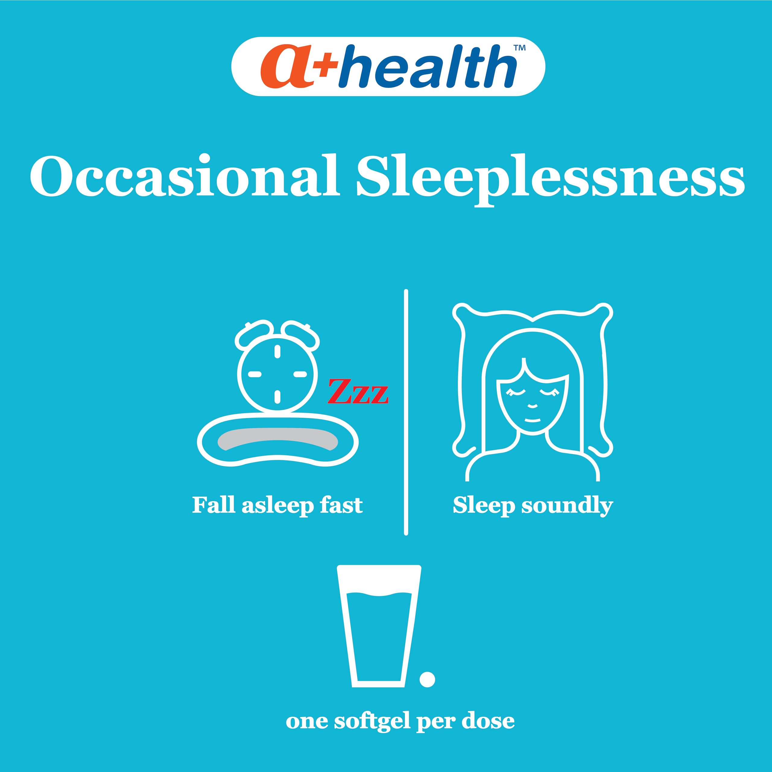A+Health Maximum Strength sleep aid liquid-filled dye-free softgels active ingredients label
