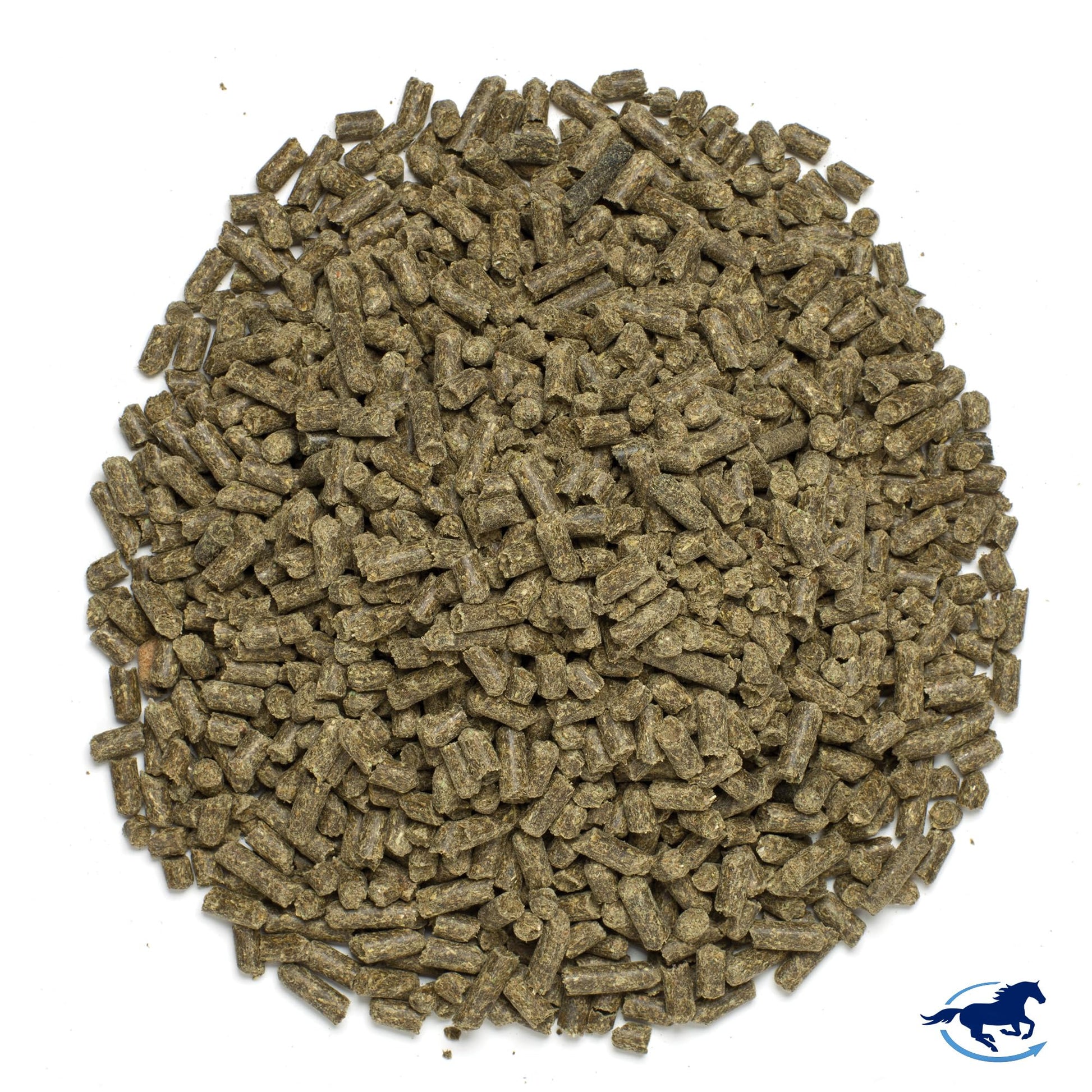Close-up of the equine joint supplement pellets displaying the alfalfa texture.