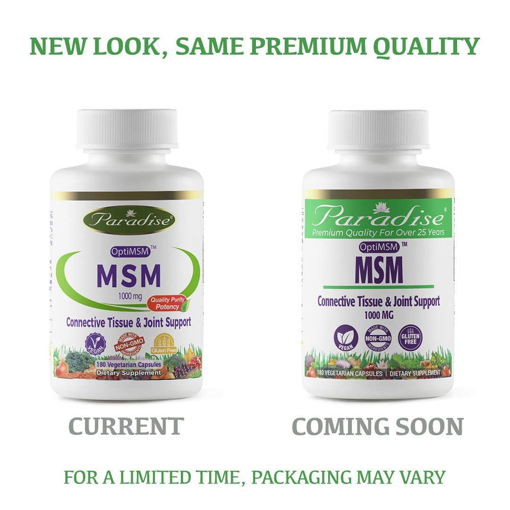 Paradise Herbs OptiMSM vegetarian capsules label details and ingredients