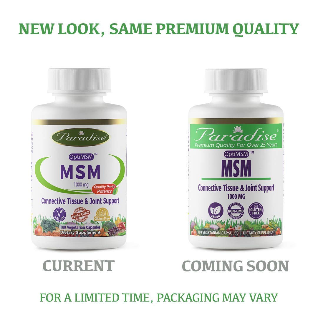 Paradise Herbs OptiMSM vegetarian capsules label details and ingredients
