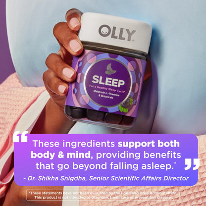 OLLY drug free non habit forming sleep support vitamins packaging