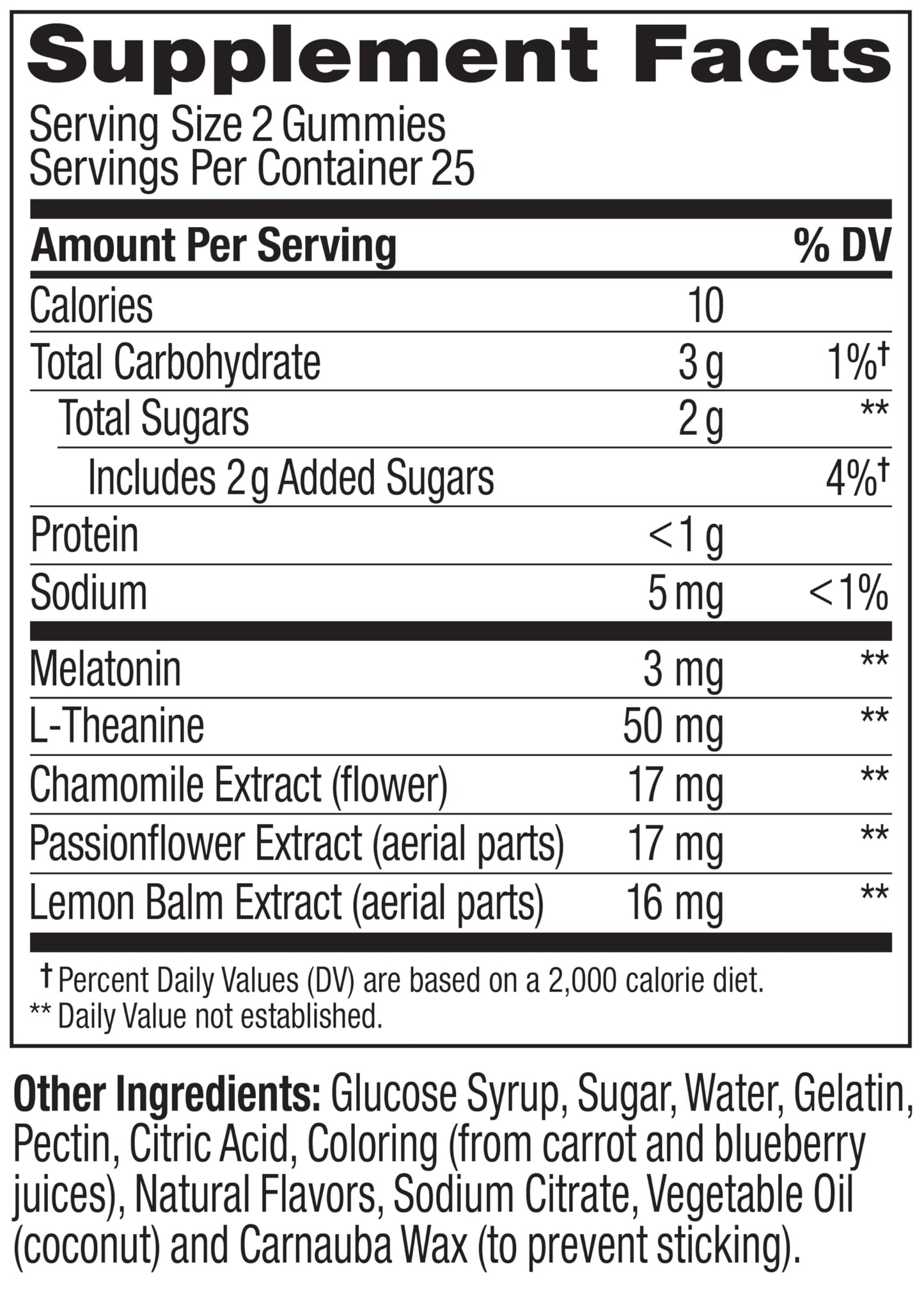OLLY gluten free nighttime dietary supplement 50 count bottle back view