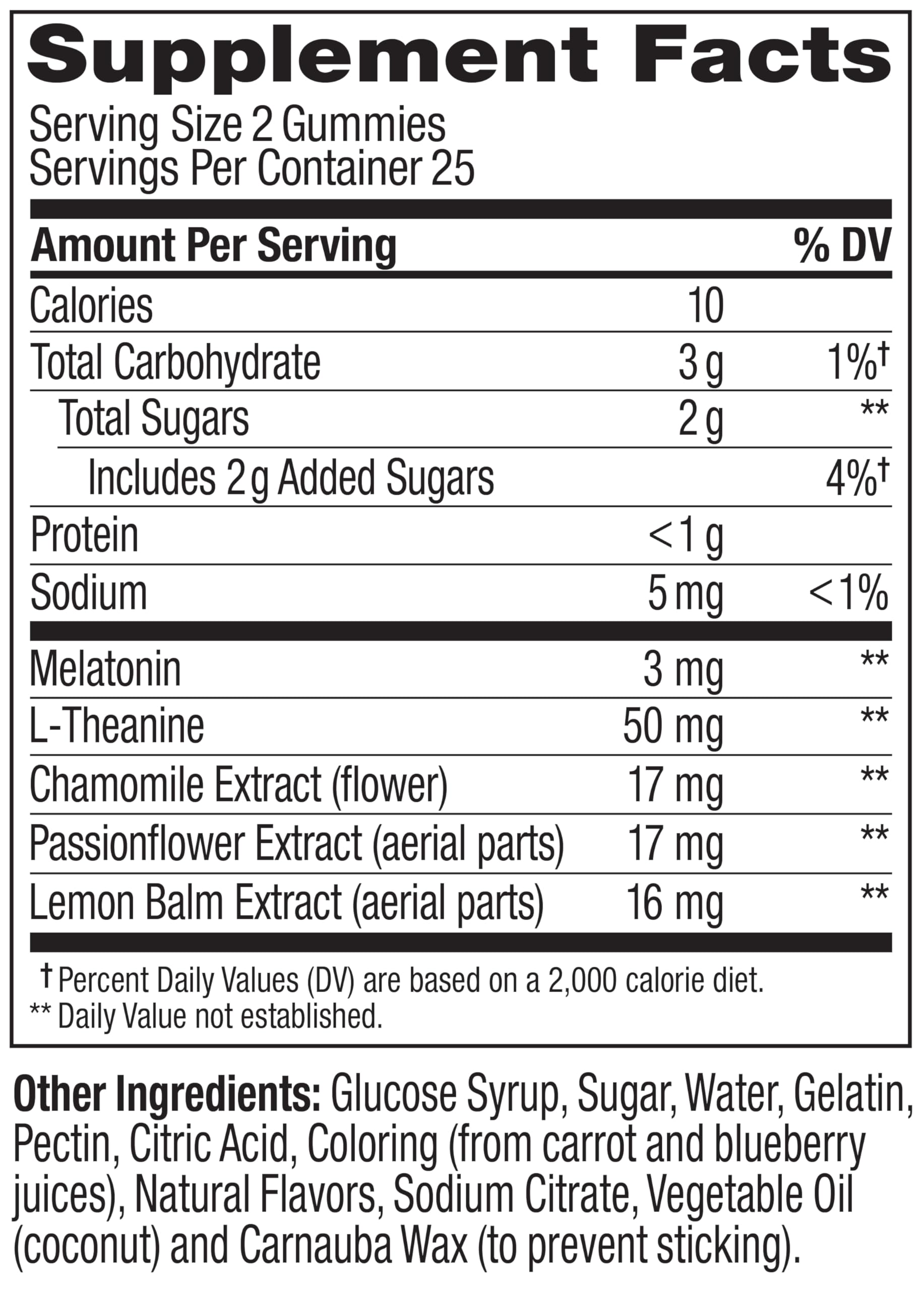 OLLY gluten free nighttime dietary supplement 50 count bottle back view