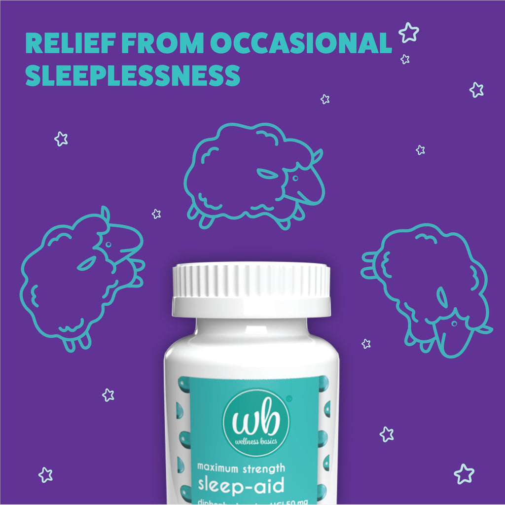 Wellness Basics nighttime sleep aid liquid filled softgels supplement drug facts and ingredient listing