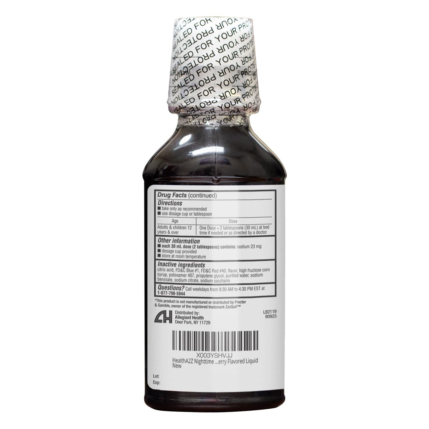 HealthA2Z packaging bottle with the included precise measuring cup for easy nighttime dosing.