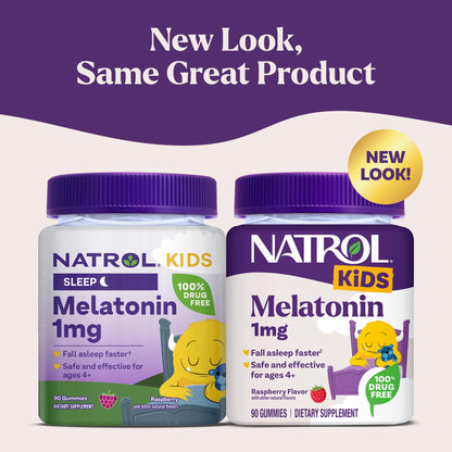 Natrol children sleep support supplement bottle nutritional facts and ingredients list