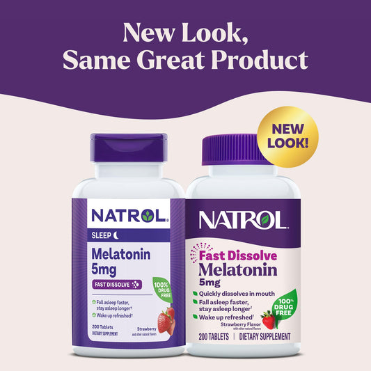 Natrol Melatonin fast acting strawberry sleep supplement label details