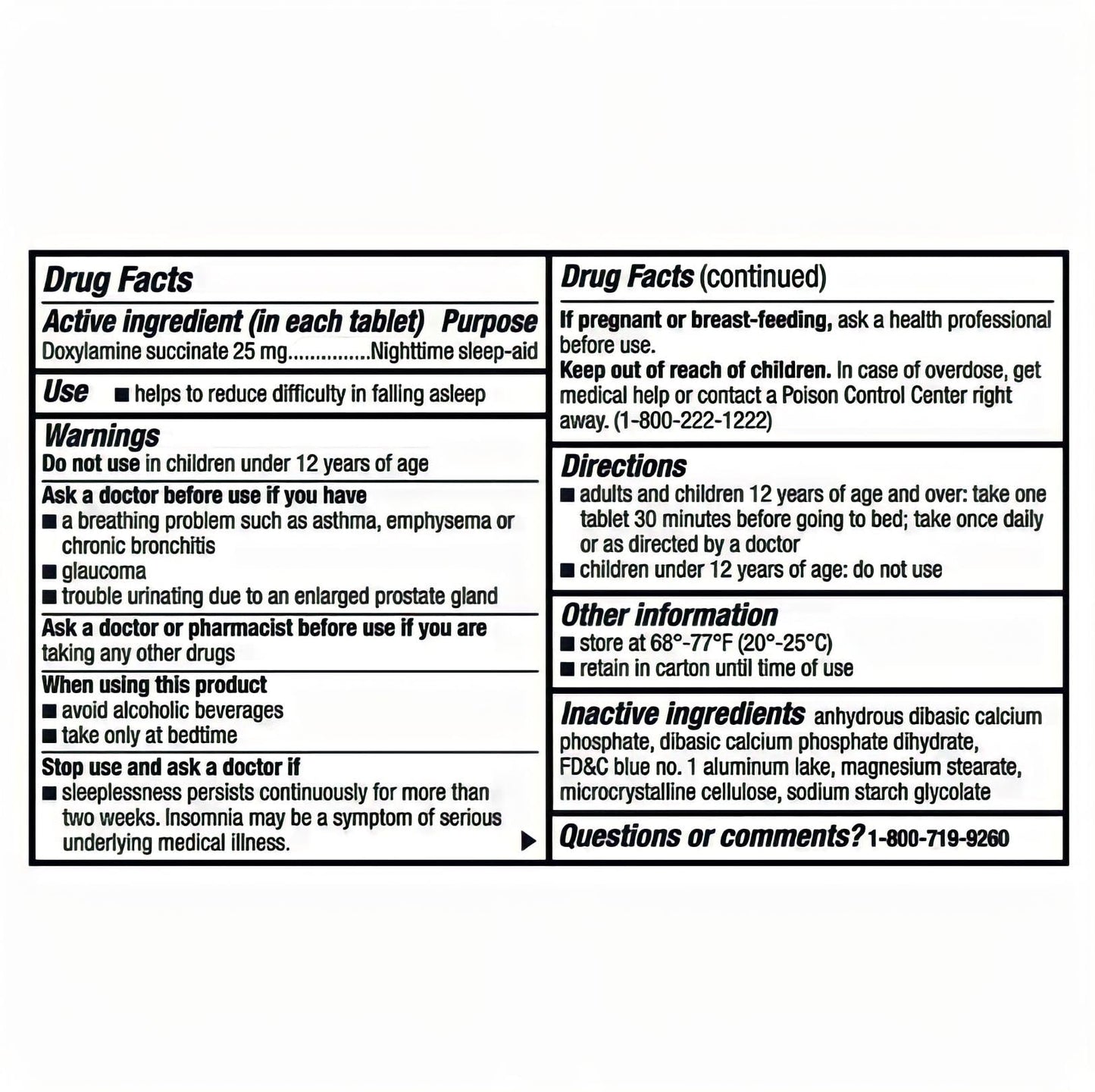 Doxylamine succinate twenty five milligrams sleeping helper bottle closure view