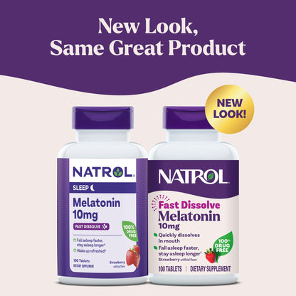 Natrol Melatonin 10mg adult sleep aid side label showing supplement facts