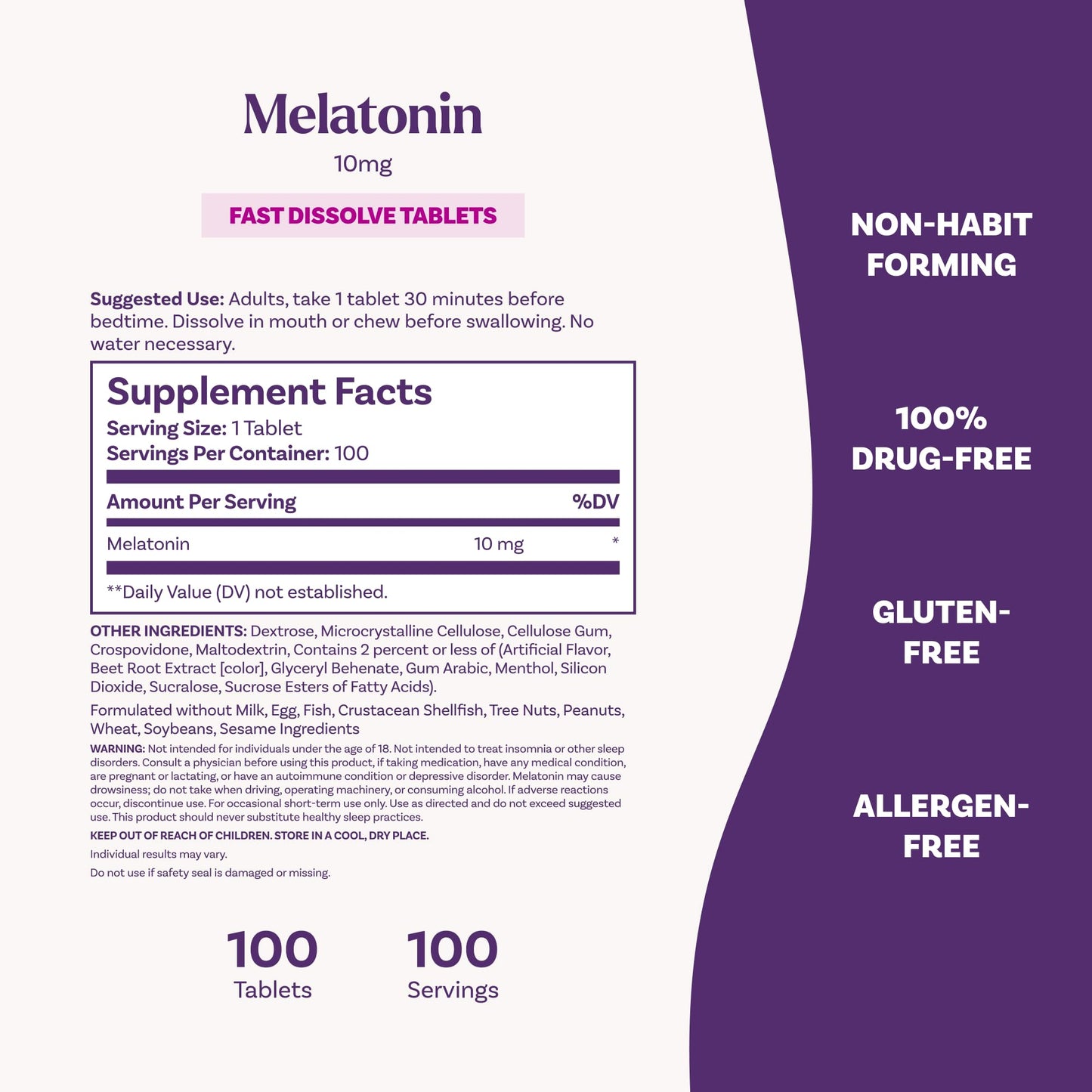 Strawberry flavored Natrol Melatonin 10mg vegetarian tablets packaging base