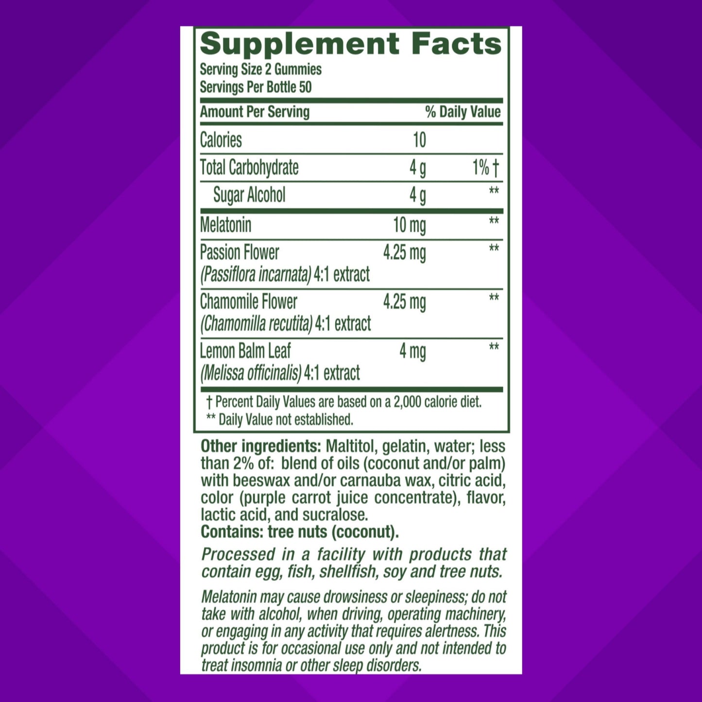 Authentic USA imported Vitafusion melatonin gummies bottle showing directions of use