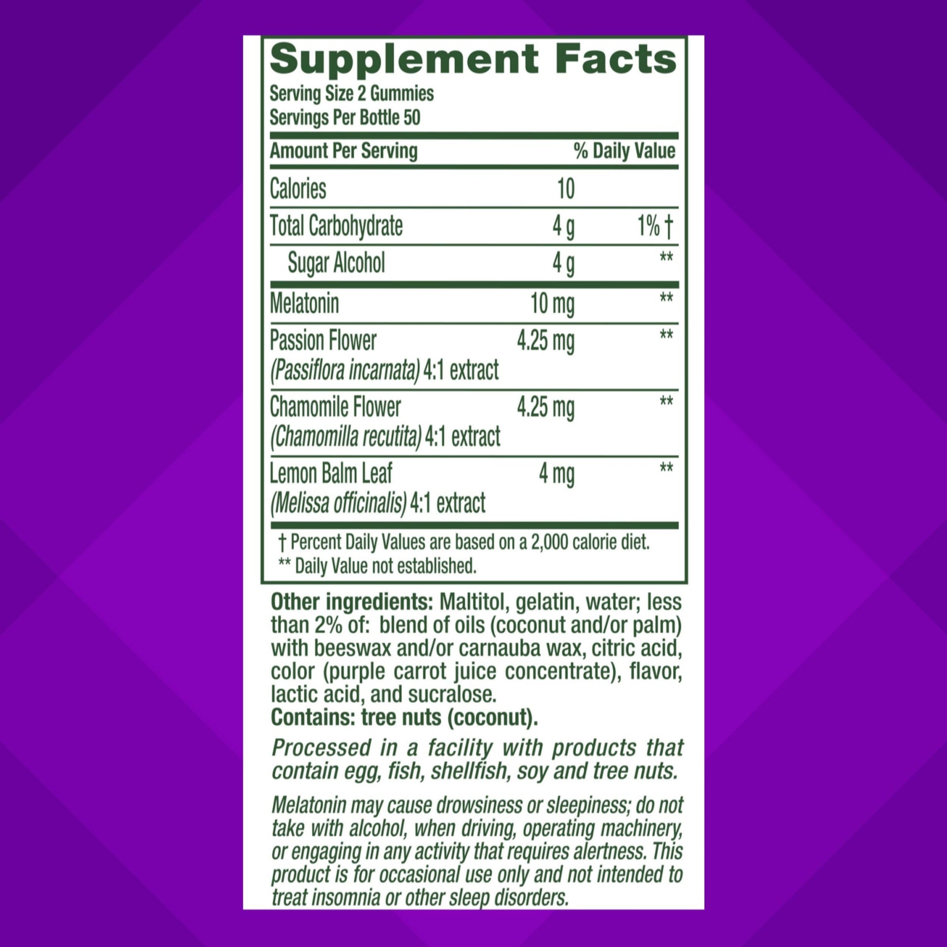 Authentic USA imported Vitafusion melatonin gummies bottle showing directions of use