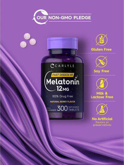 Carlyle Melatonin 12mg natural berry flavor quick melt tablets