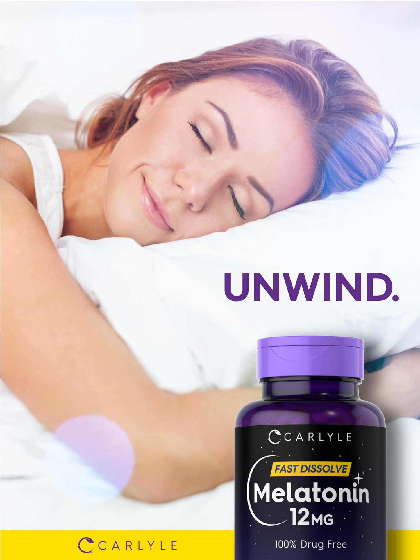 Carlyle Melatonin premium USA imported adult sleep health bottle packaging