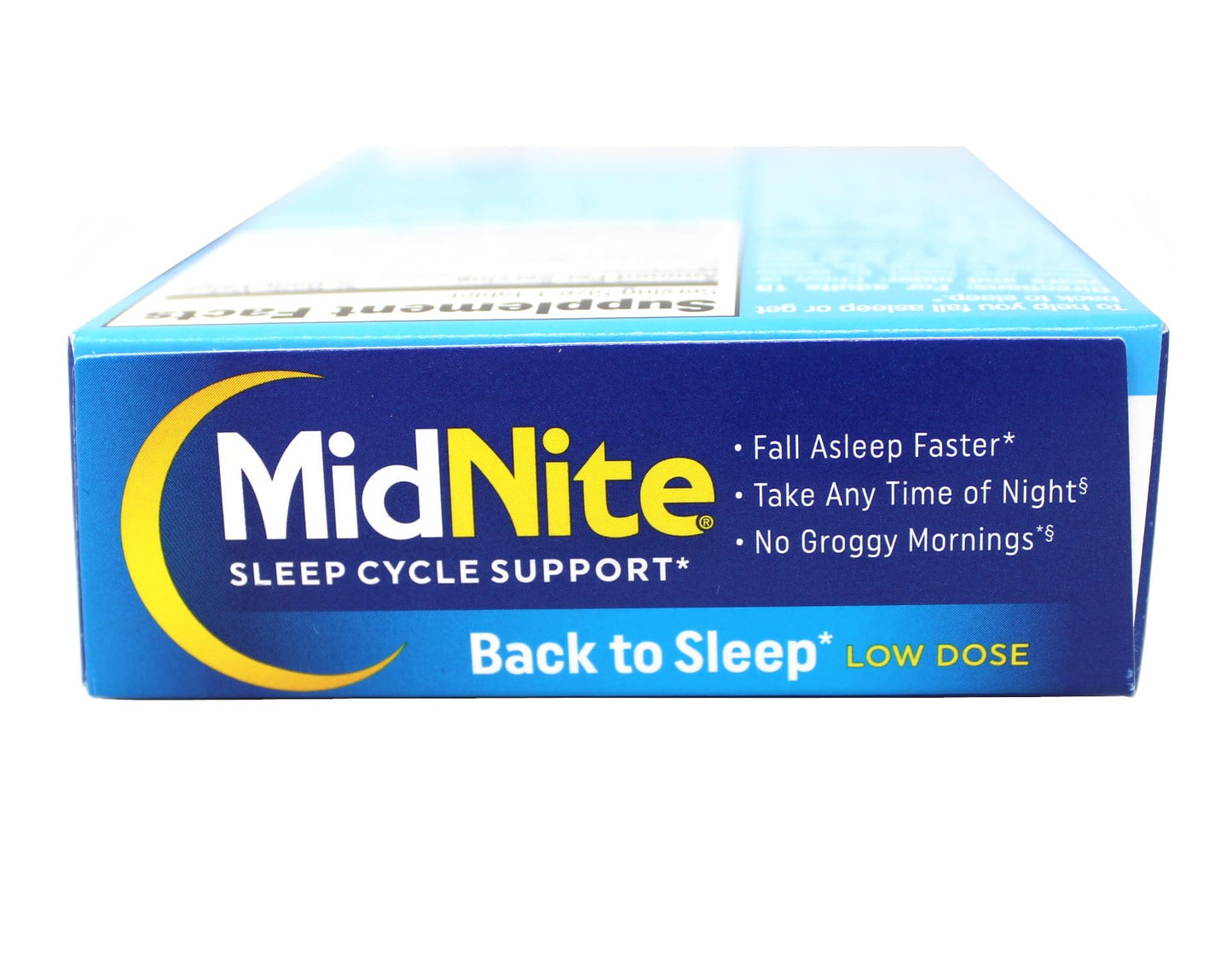 MidNite back to sleep drug free tablets displaying vegetarian gluten free and lactose free product certifications.