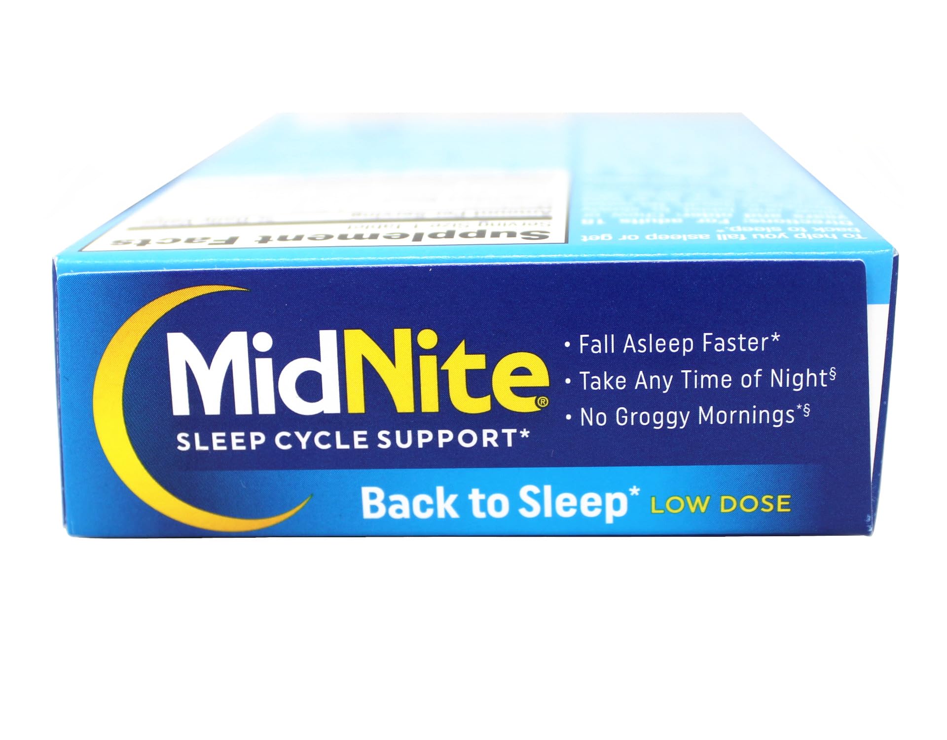 MidNite back to sleep drug free tablets displaying vegetarian gluten free and lactose free product certifications.