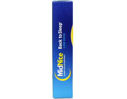 MidNite non habit forming sleep support chewable tablets highlighting chamomile lavender and lemon balm formula.
