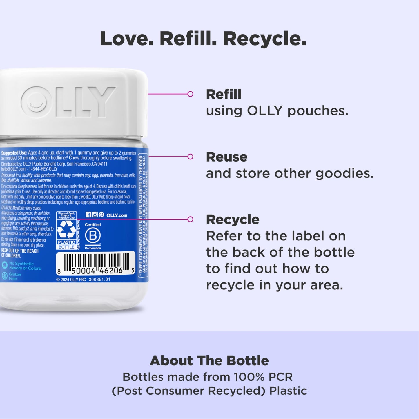 OLLY Kids Sleep zero point five milligrams melatonin premium children supplement