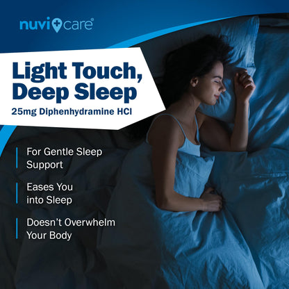 Close up of 200 adult sleeping caplets container highlighting pain reliever free formula.