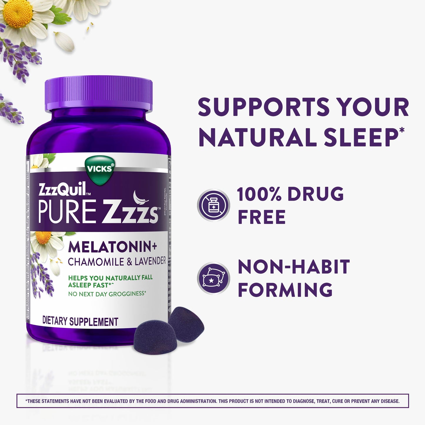 Wildberry Vanilla flavored melatonin gummies close up texture image