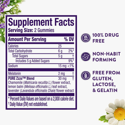 Vicks ZzzQuil Pure Zzzs chamomile and lavender blend product certification label