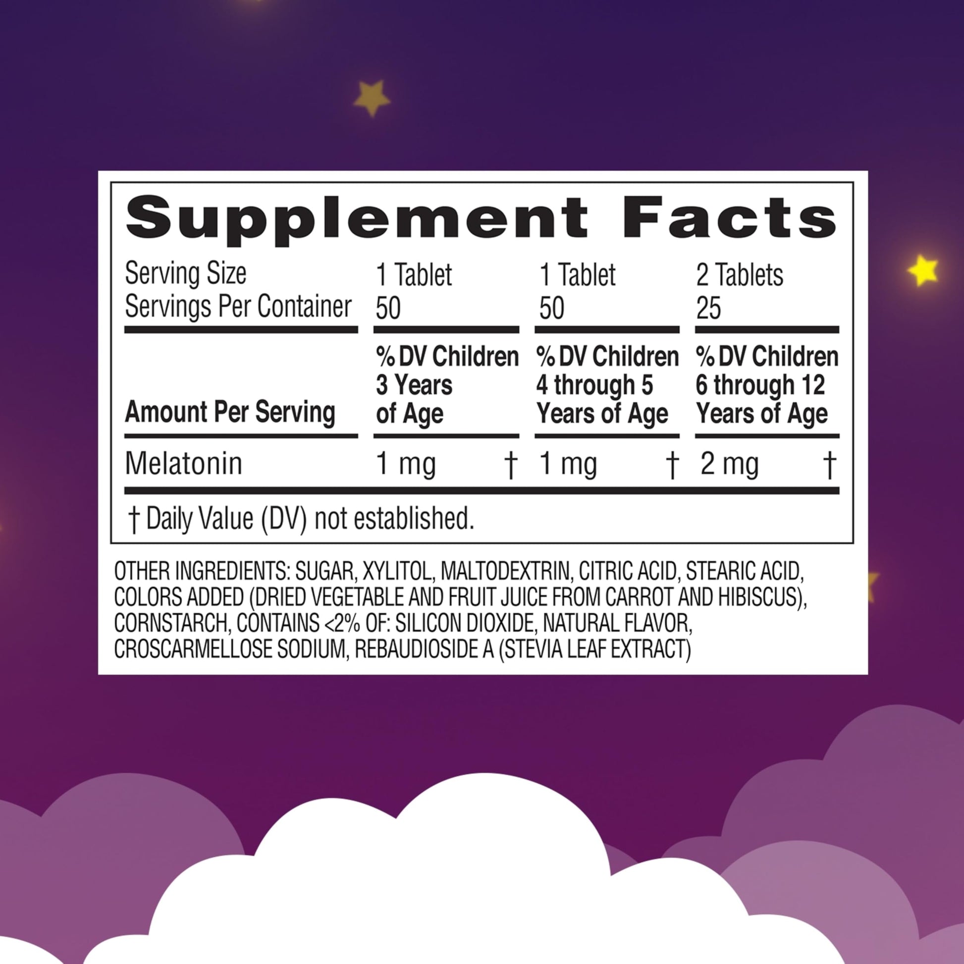 Authentic Zarbee's 1mg melatonin supplement for children showing dosage directions