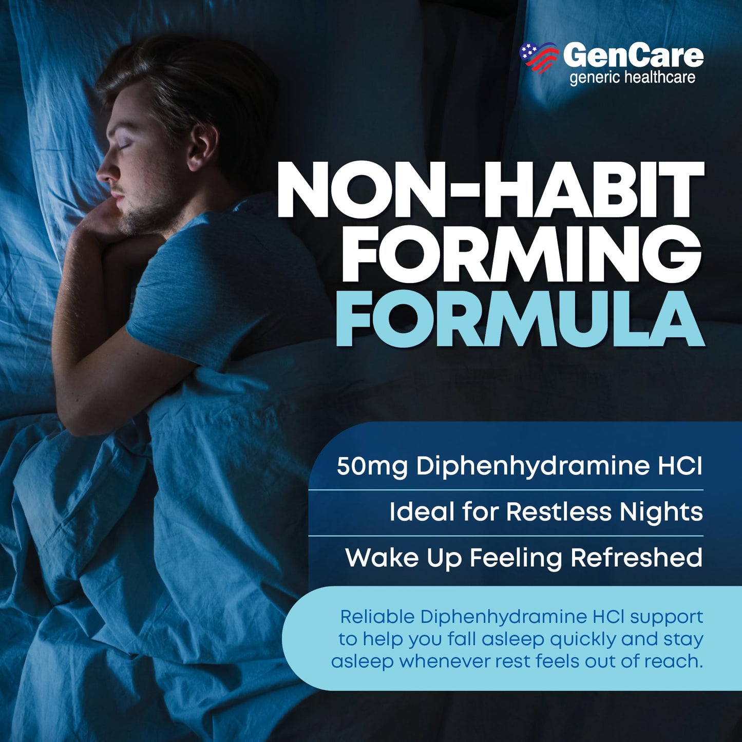 GenCare nighttime non-habit forming sleep aid ninety six softgels bottle