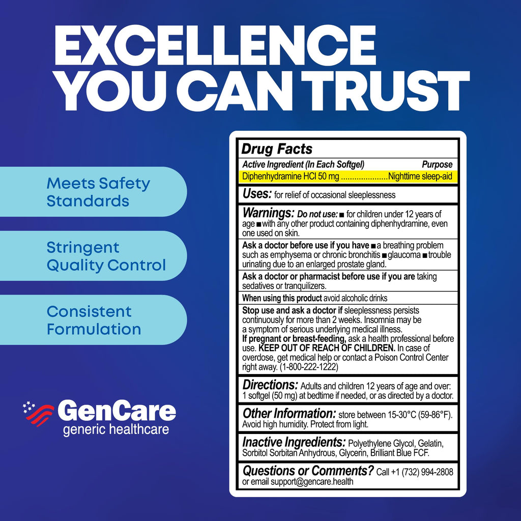GenCare authentic USA imported nighttime sleep aid container top perspective