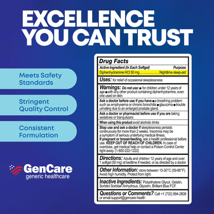 GenCare authentic USA imported nighttime sleep aid container top perspective