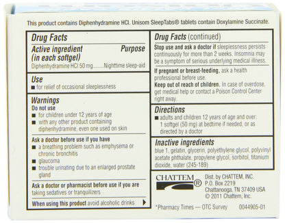 Authentic imported Unisom 50 milligrams packaging highlighting non habit forming claim