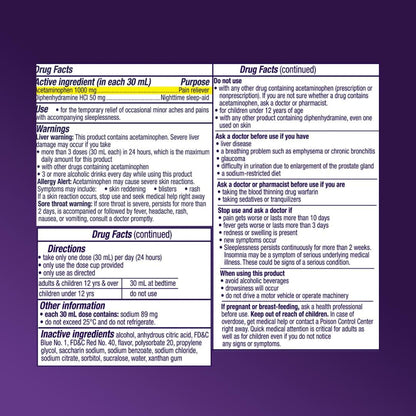 Vicks PainQuil PM adult sleep aid bottle displayed with authentic seals