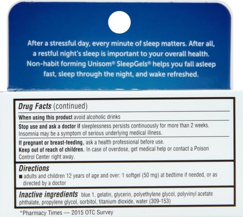 Authentic USA imported Unisom sleeping pills container showing usage directions for adults.
