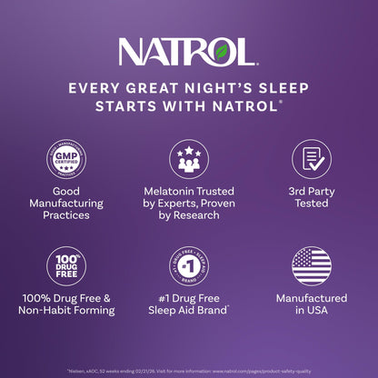 Top angle view of Natrol strawberry melatonin 90 count bottle closure mechanism