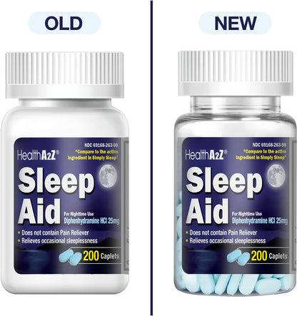 Side view of HealthA2Z nighttime sleep support container displaying precise directions and dosage