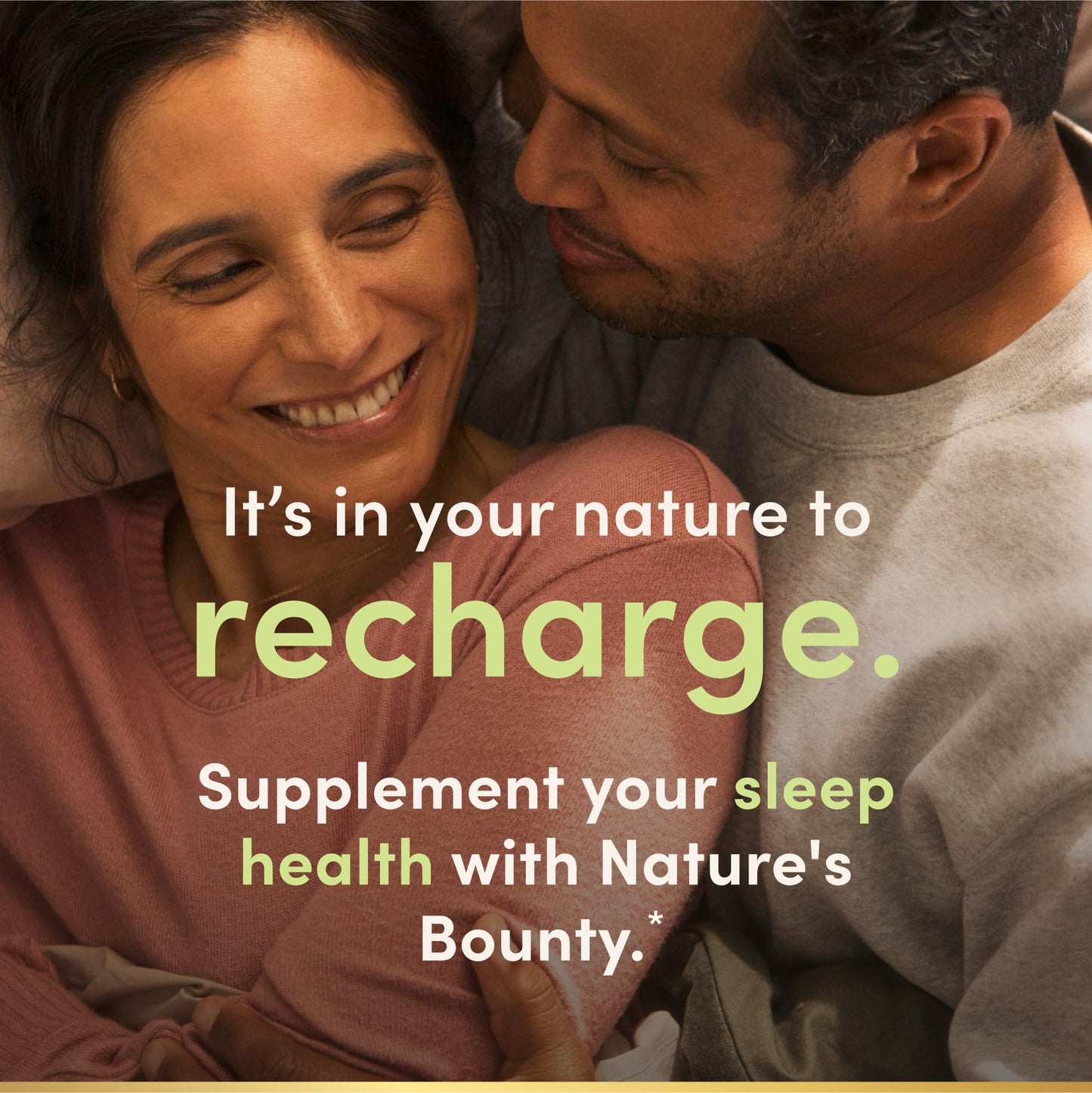Side angle view of USA imported Nature's Bounty 5mg melatonin sleep support bottle.