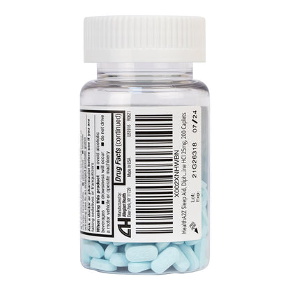 HealthA2Z twenty-five milligram diphenhydramine tablets container for occasional sleeplessness relief