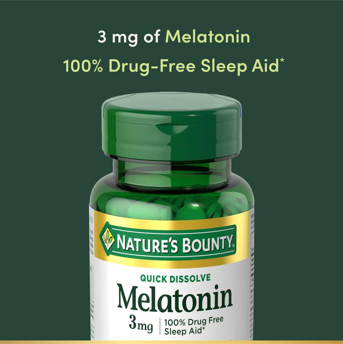 Authentic imported Nature's Bounty Melatonin 240 count nutritional facts panel