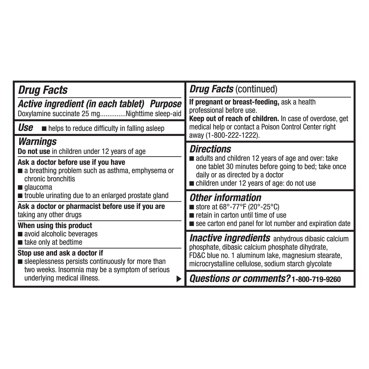 Authentic GoodSense Nighttime Sleep supplement purple box side safety warnings