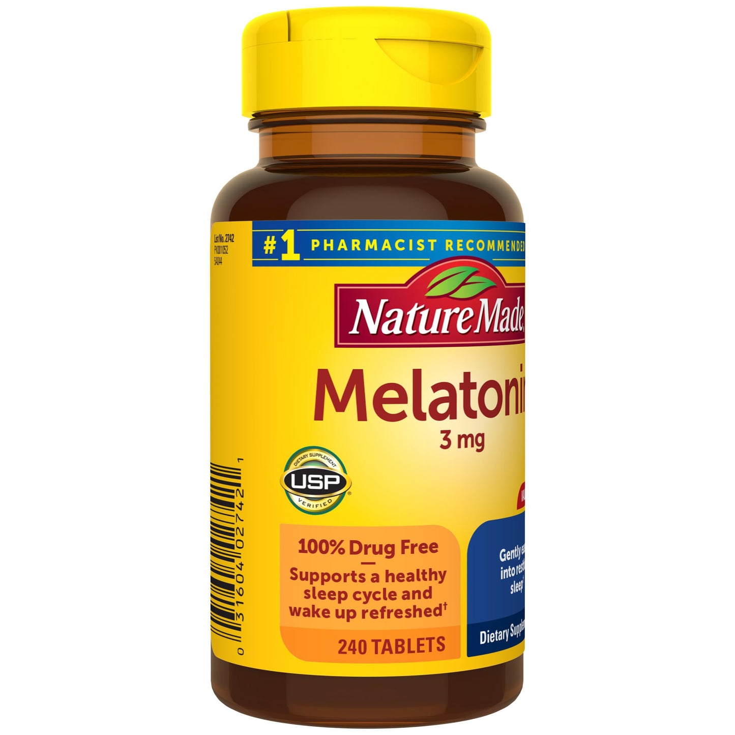Nature Made melatonin 240 count tablets premium healthcare brand sealed bottle image